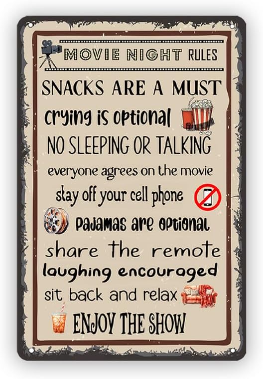 Retro Gaming Room - Movin Night Rules Metal Sign Retro