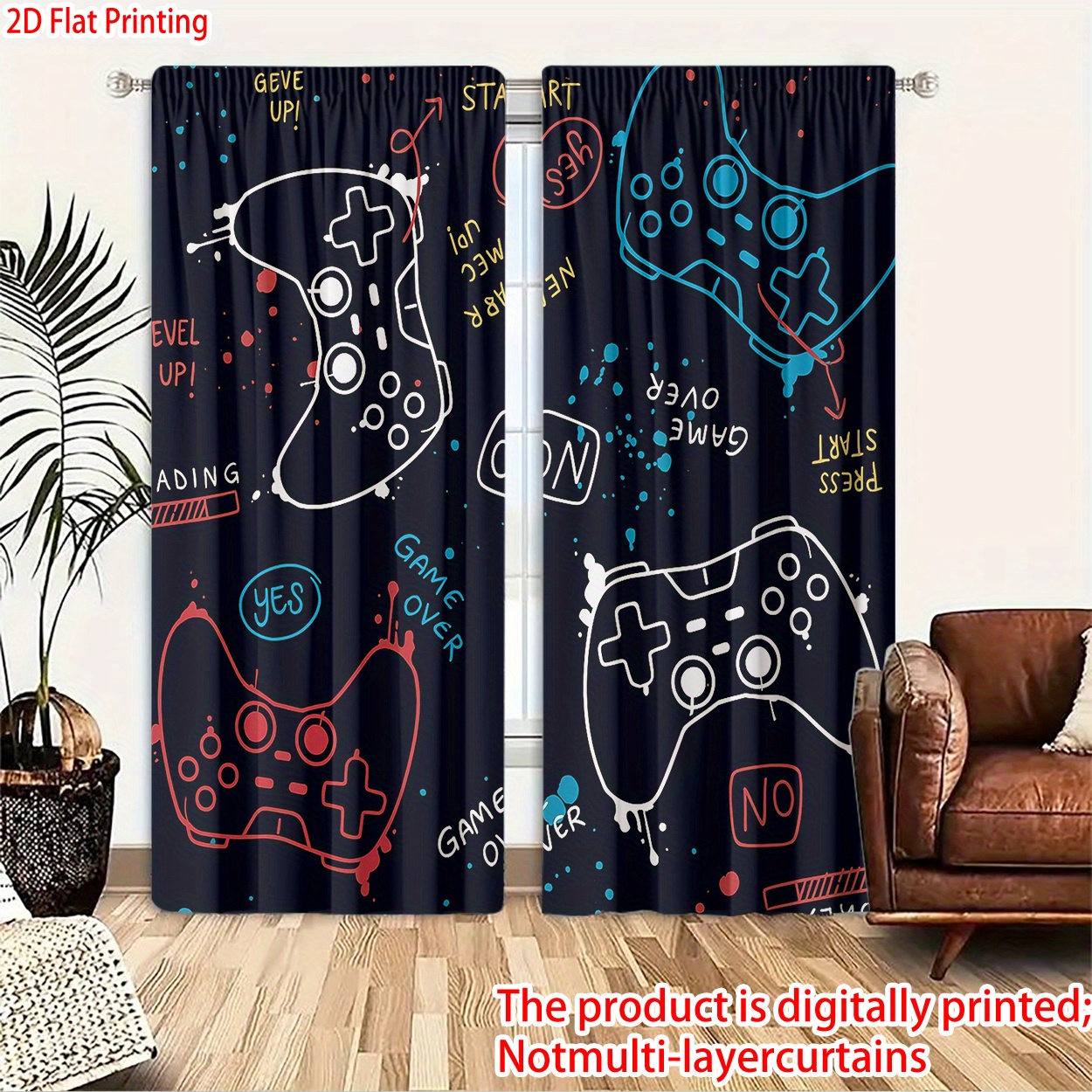 Retro Gaming Cafe - Funny Gaming Curtains Video Game Retro