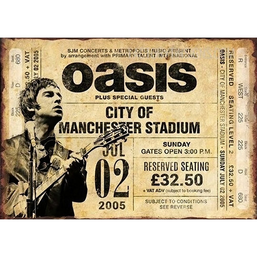 Retro Gaming Cafe - Oasis Band Metal Plaque Tin Wall