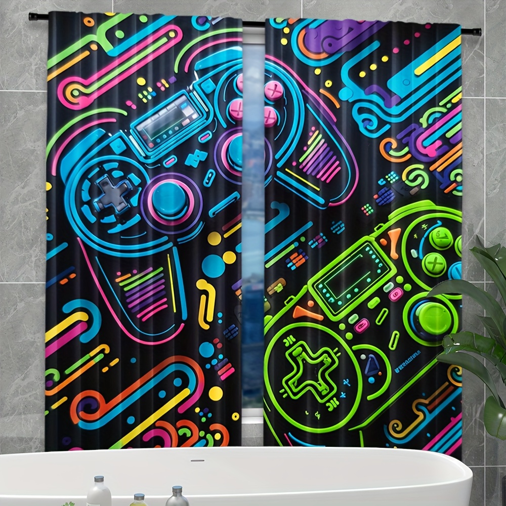 Neon Game Controller Curtains  - Retro Gaming Cafe のレビューと価格