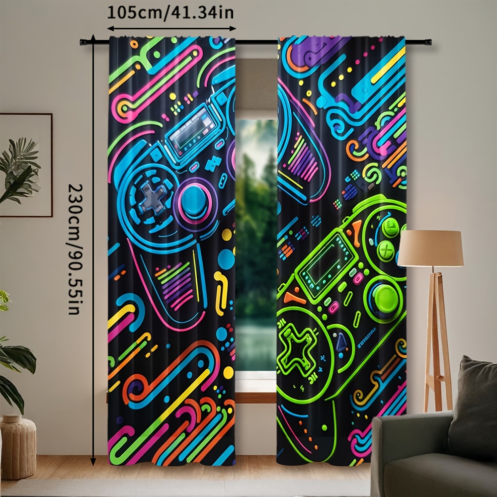 Neon Game Controller Curtains  - Retro Gaming Cafe のレビューと価格