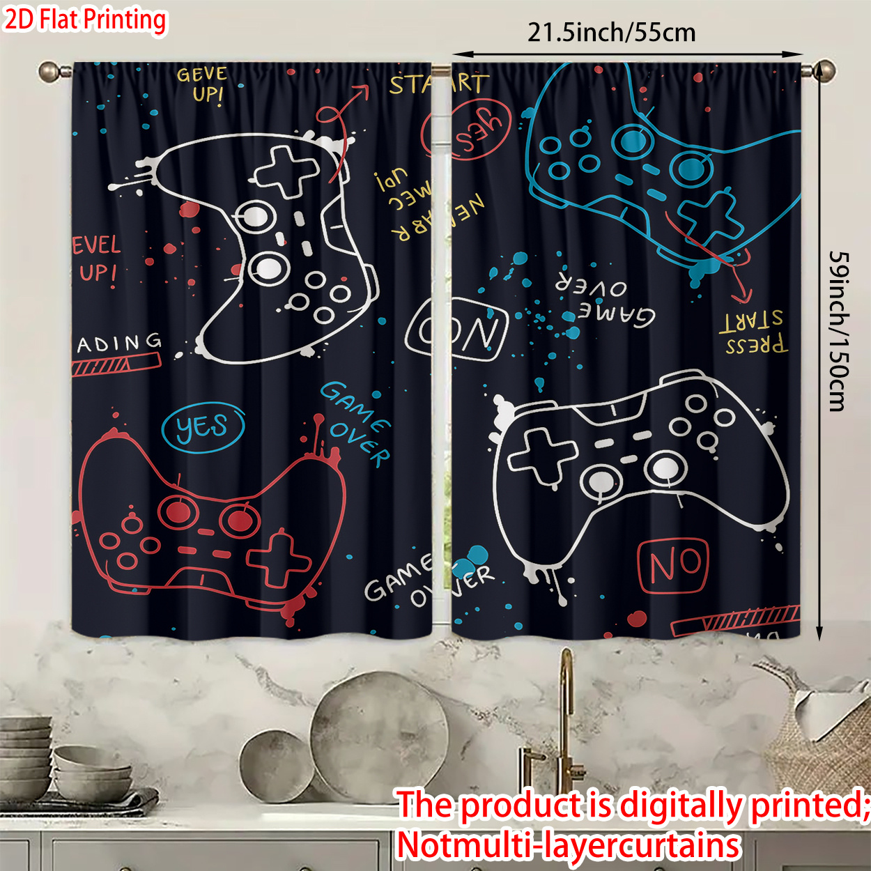 Funny Gaming Curtains Video Ga - Retro Gaming Cafe のレビューと価格