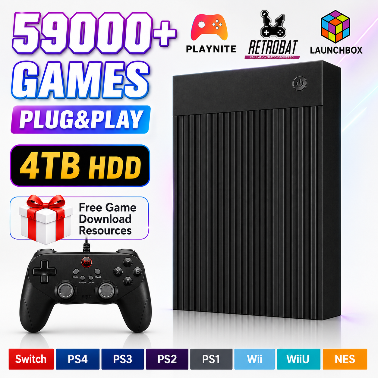 Portable 4TB Gaming HDD with 5 - Retro Gaming Portable のレビューと価格