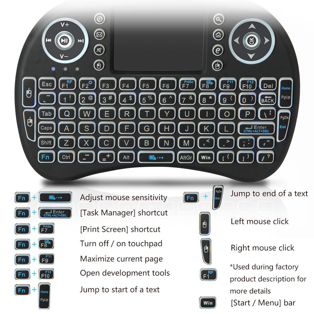 Backlit Mini Wireless Keyboard - Retro Gaming Tv Box のレビューと価格